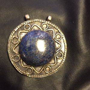 Antique, Turkish pendant, lapis lazuli, silver